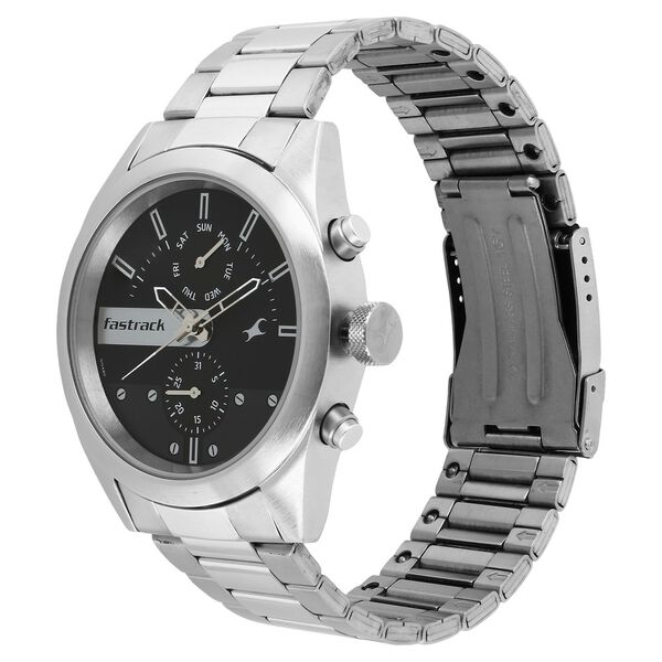 Fastrack All Nighters Quartz Multifunction Grey Dial Metal Strap Watch for Guys - image number 1