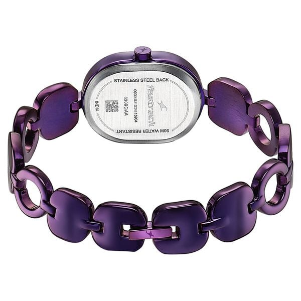 Fastrack Style Up Quartz Analog Purple Mother Of Pearl Dial Purple Metal Strap Watch For Girls - image number 4