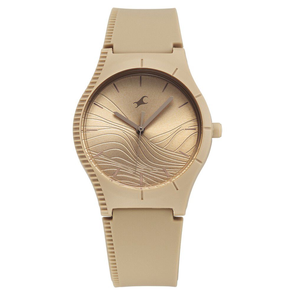 Buy Online Fastrack Tees Wanderlust Quartz Analog Beige Dial Silicone Strap Watch for Girls 68022pp09w Fastrack