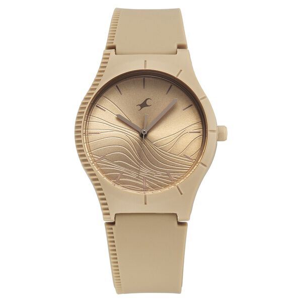 Fastrack Tees Wanderlust Quartz Analog Beige Dial Silicone Strap Watch for Girls - image number 0