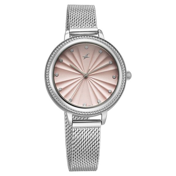 Fastrack Stunners X Quartz Analog Pink Dial Stainless Steel Strap Watch For Girls - image number 1