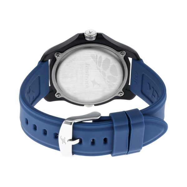 Fastrack Dual Time Quartz Analog Blue Dial Silicone Strap Watch for Guys - image number 4