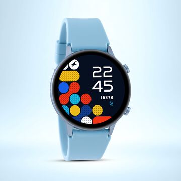 Reflex Play Plus- Smart Watch With Aqua Blue Strap, Amoled Display, Period Tracker, & BT Calling