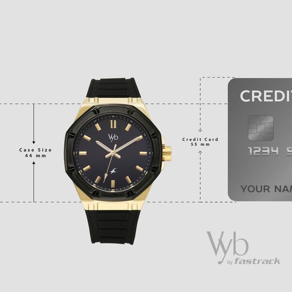 Vyb Rebel By Fastrack Quartz Analog Black Dial Black Silicone Strap Watch For Guys - image number 3