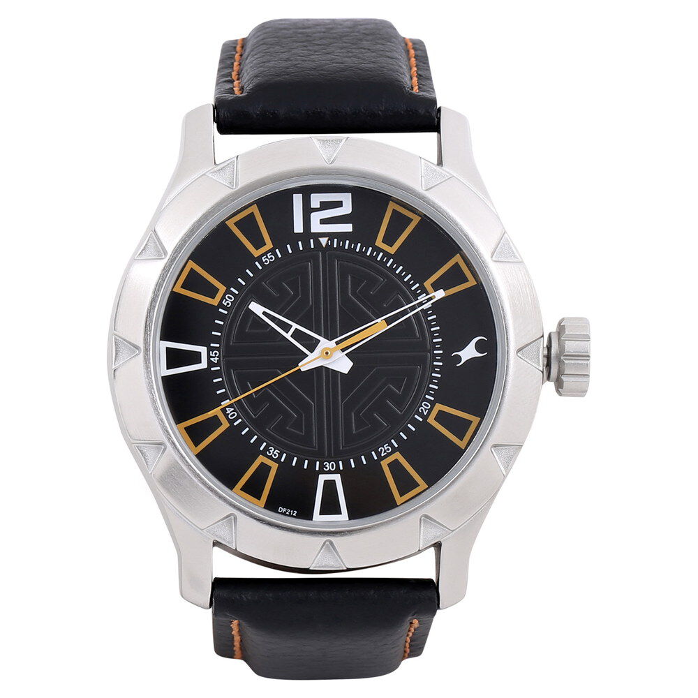 Fastrack Quartz Analog Black Dial Leather Strap Watch for Guys