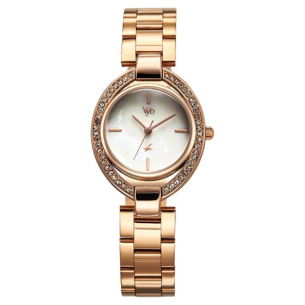 Fastrack Vyb Celeste Quartz Analog Mother of Pearl Dial Rose Gold Metal Strap Watch For Girls - image number 1