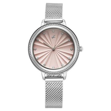 Fastrack Stunners X Quartz Analog Pink Dial Stainless Steel Strap Watch For Girls