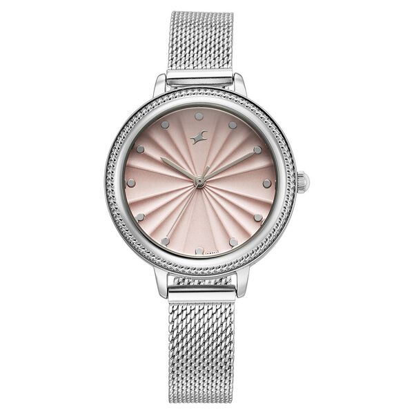 Fastrack Stunners X Quartz Analog Pink Dial Stainless Steel Strap Watch For Girls - image number 0
