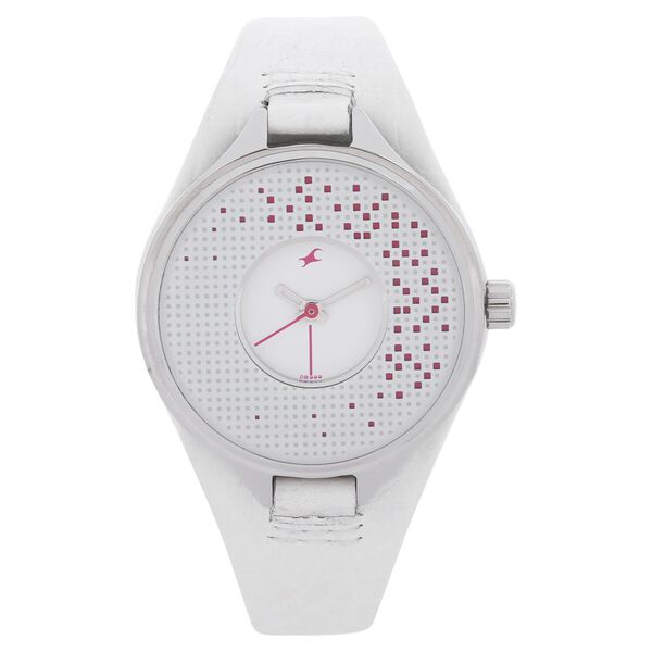 Fastrack Quartz Analog White Dial Leather Strap Watch for Girls - image number 0