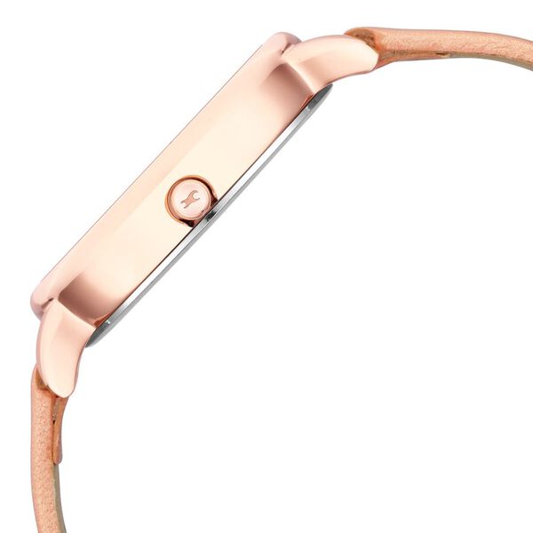 Fastrack Glitch Quartz Analog Rose Gold Dial Leather Strap Watch for Girls - image number 3