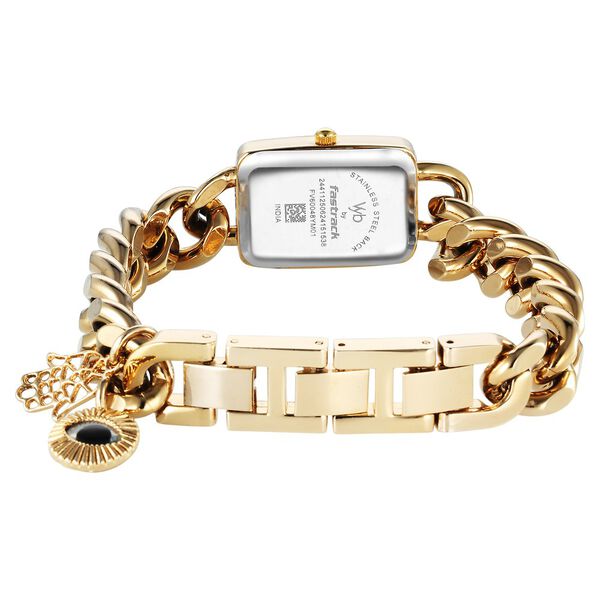 Fastrack Vyb Prodigy Quartz Analog Black Dial Golden Color Metal Strap Watch For Girls - image number 5