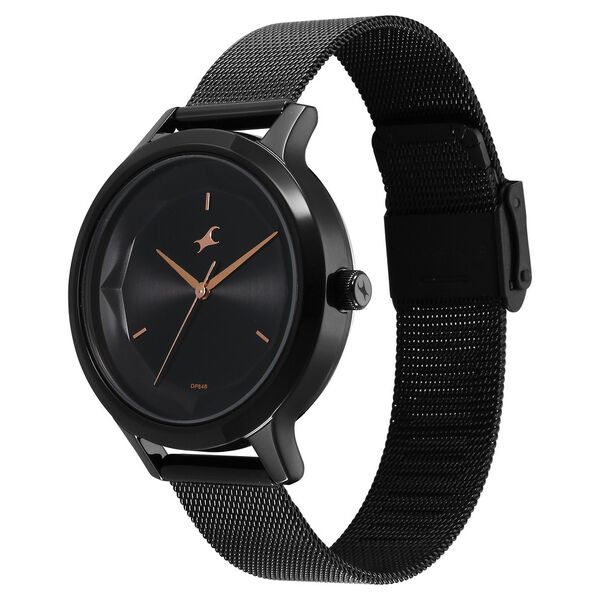 Fastrack Fleek Quartz Analog Black Dial Stainless Steel Strap Watch For Girls - image number 2