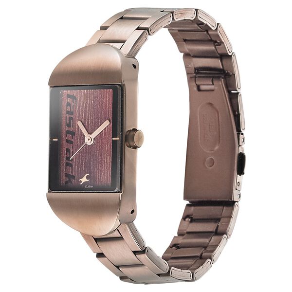 Fastrack Go Skate Quartz Analog Brown Dial Stainless Steel Strap Watch for Girls - image number 2