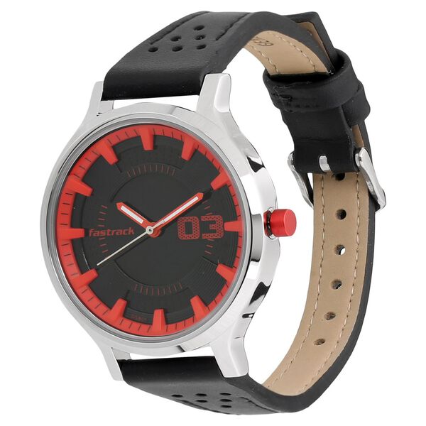 Fastrack Loopholes Quartz Analog Black Dial Leather Strap Watch for Girls - image number 1