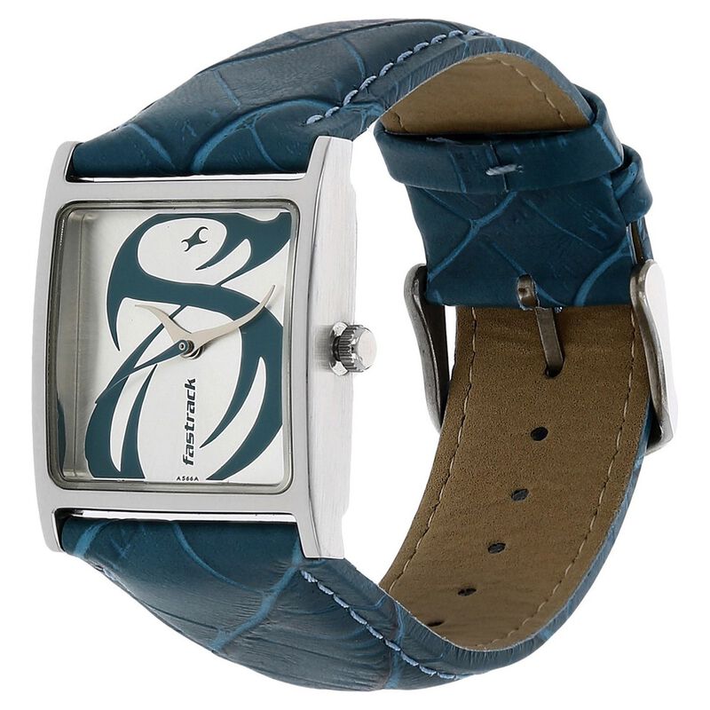 Fastrack Quartz Analog Silver Dial Leather Strap Watch for Girls