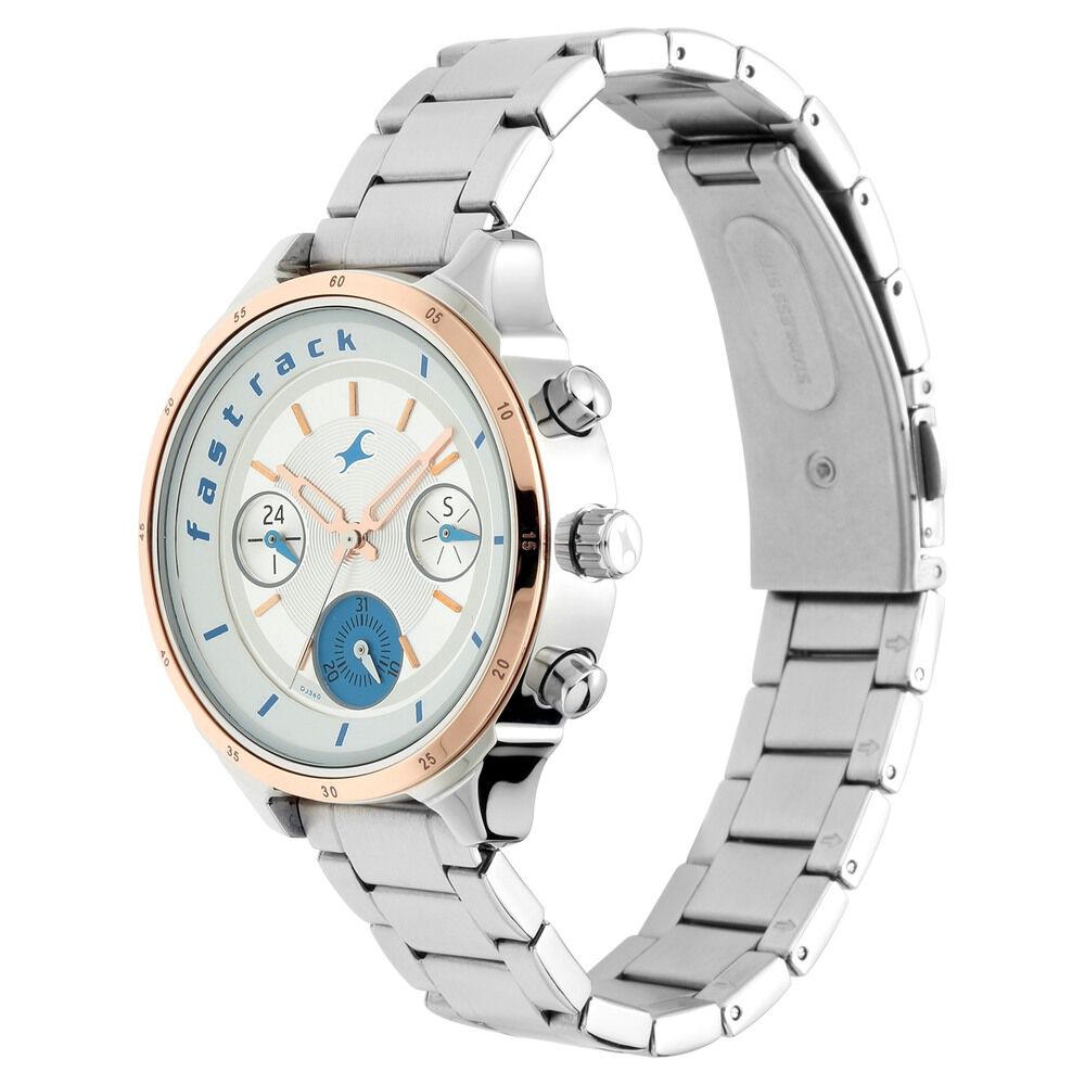 Fastrack All Nighters Quartz Analog White Dial Stainless Steel