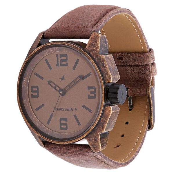 Fastrack Quartz Analog Antique Dial Leather Strap Watch for Guys - image number 1