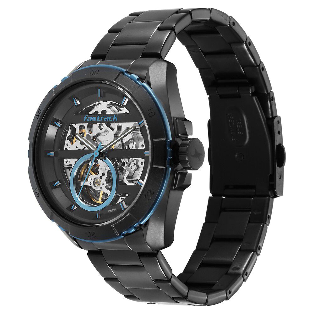 Fastrack Automatics Black Dial Stainless Steel Strap Watch for Guys