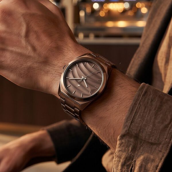 Fastrack Gelato Brown metal strap watch with Chocolate dial for Guys - image number 7