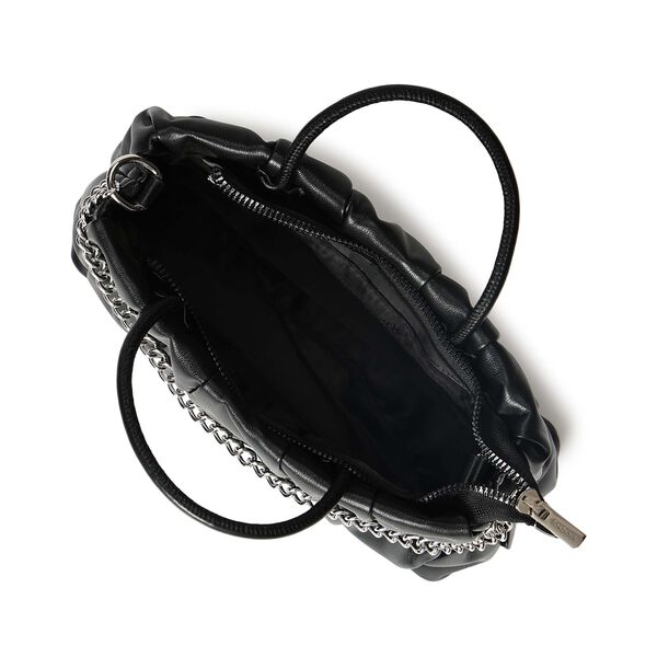 Gathered faux leather satchel - image number 3