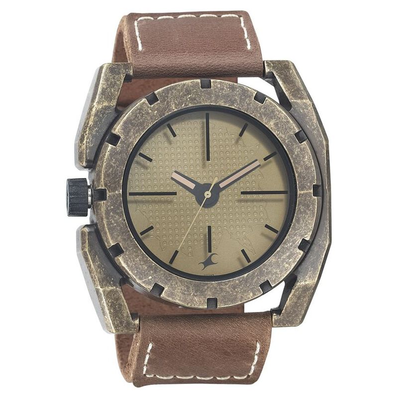 Buy Online Fastrack Quartz Analog Antique Dial Leather Strap Watch