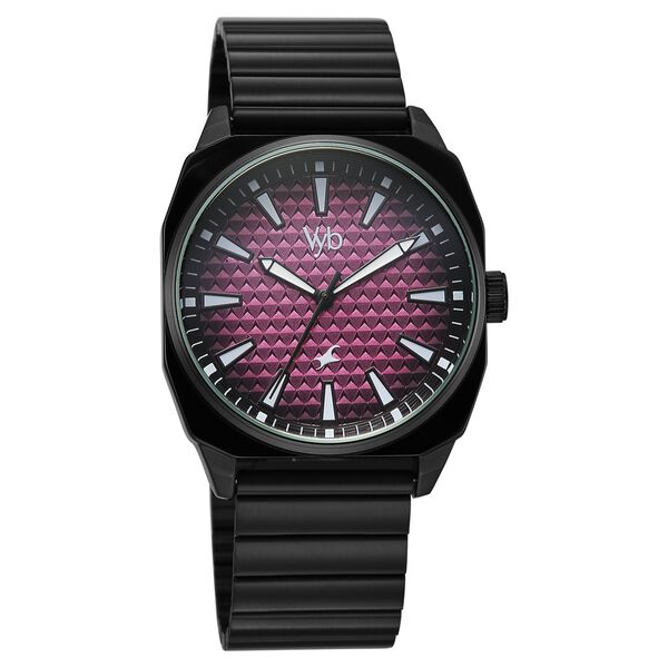 Vyb Drift By Fastrack Quartz Analog Purple Dial Black Stainless Steel Strap Watch For Guys - image number 2
