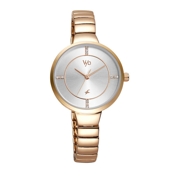 Fastrack Vyb Enigma Quartz Analog Silver Dial Stainless Steel Strap Watch for Girls - image number 1