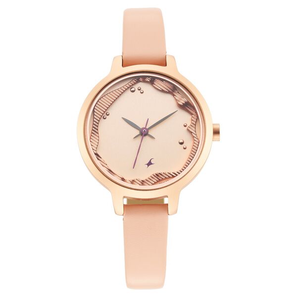 Fastrack Uptown Retreat Quartz Analog Rose Gold Dial Leather Strap Watch for Girls - image number 2