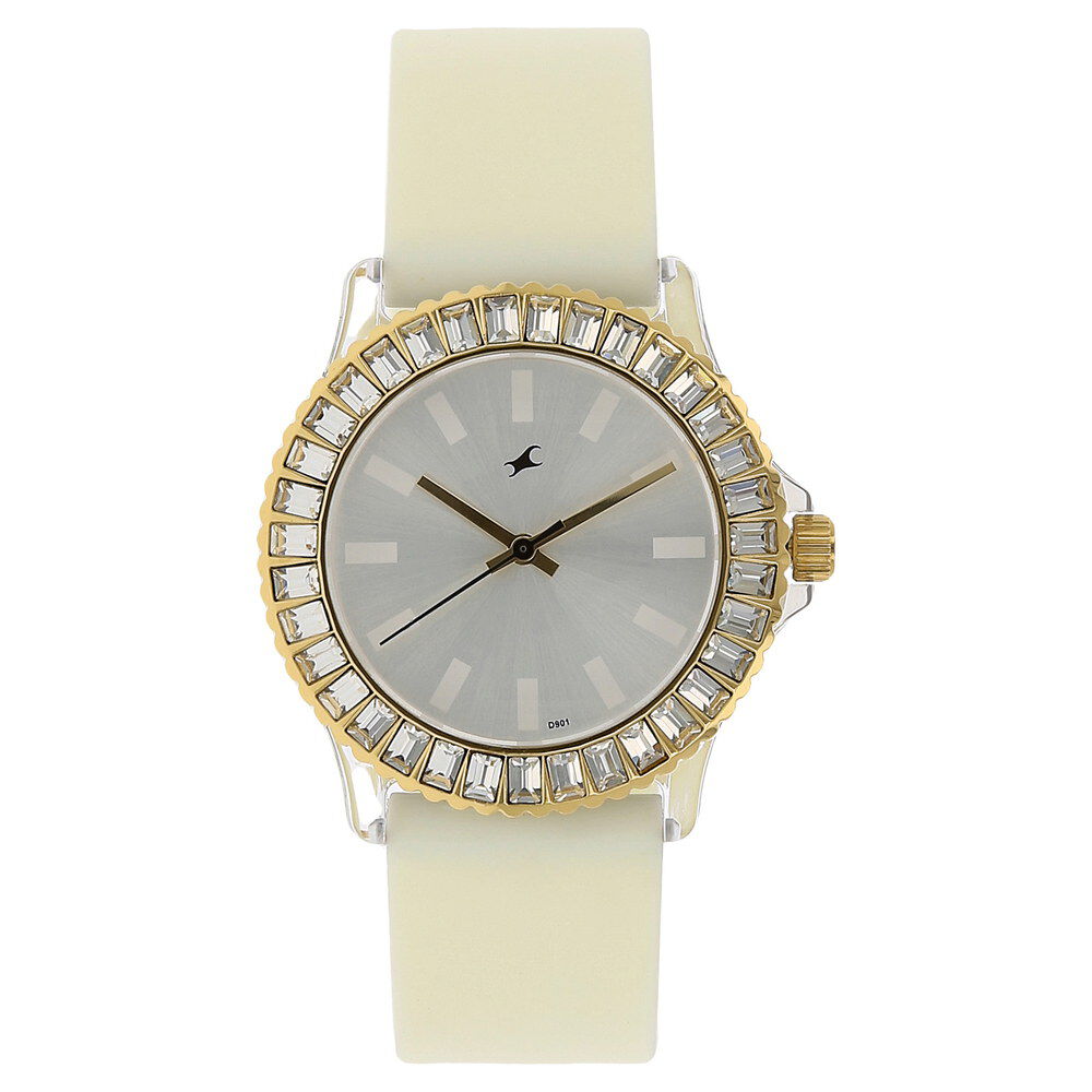 Fastrack Quartz Analog Silver Dial Plastic Strap Watch for Girls