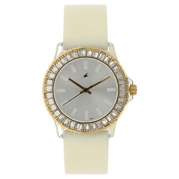 Fastrack Quartz Analog Silver Dial Plastic Strap Watch for Girls