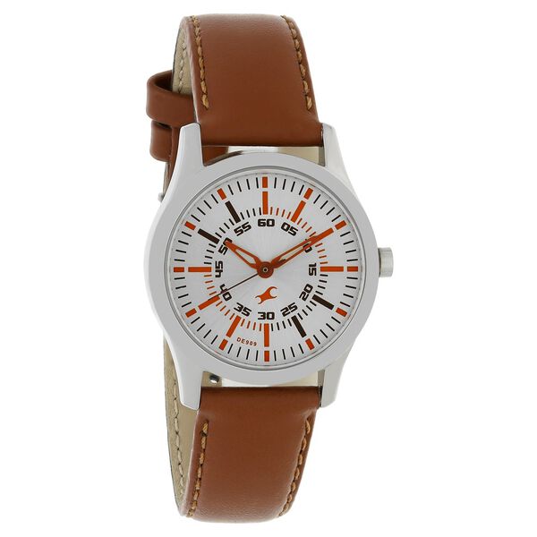 Fastrack Warpaint Quartz Analog Silver Dial Leather Strap Watch for Girls - image number 1