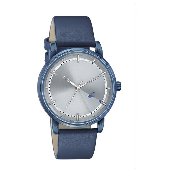 Fastrack Style Up Silver Dial Leather Strap Watch for Guys - image number 0