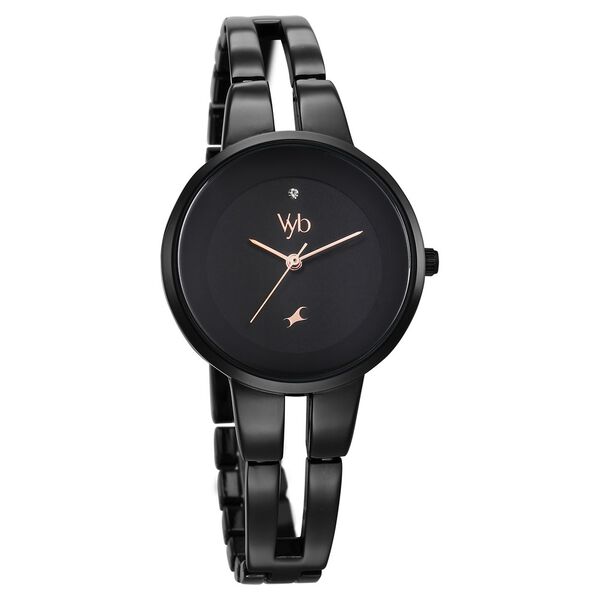 Fastrack Vyb Halo Quartz Analog Black Dial Metal Strap Watch for Girls - image number 2