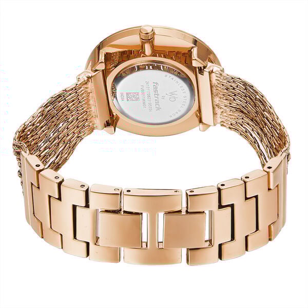 Fastrack Vyb Flare Quartz Analog Rose Gold Dial Metal Strap Watch for Girls - image number 5