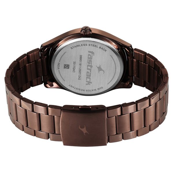 Fastrack Wild Quartz Analog Black Dial Brown Metal Strap Watch For Guys - image number 7