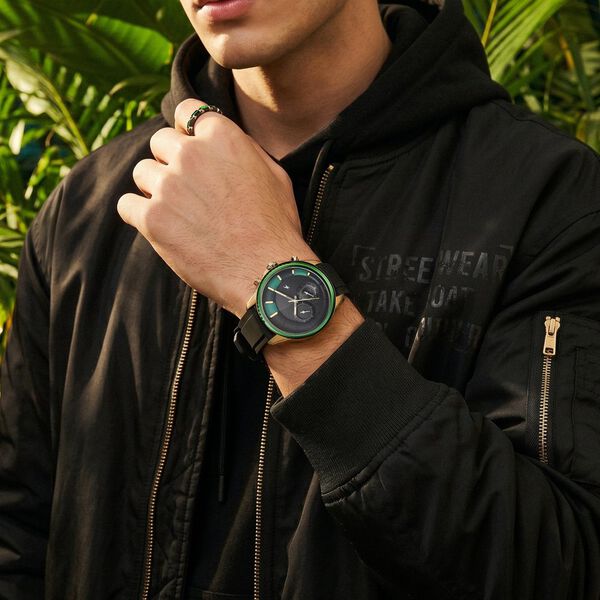 Fastrack Wild Quartz Chronograph Two Toned Dial Black Silicone Strap Watch For Guys - image number 2