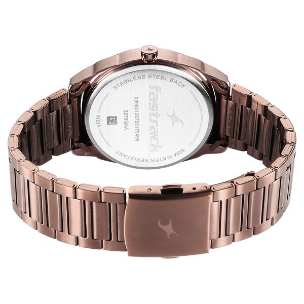 Fastrack Quartz Analog Black Dial Brown Stainless Steel Strap Watch for Guys - image number 4
