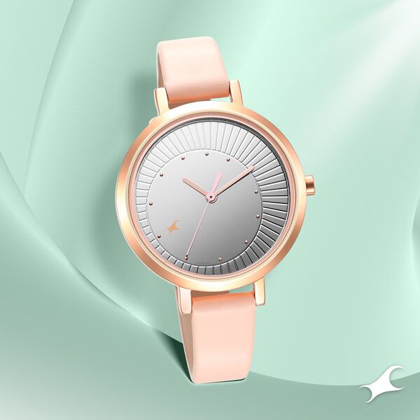 Fastrack Style Up Silver Dial Leather Strap Watch for Girls - image number 0