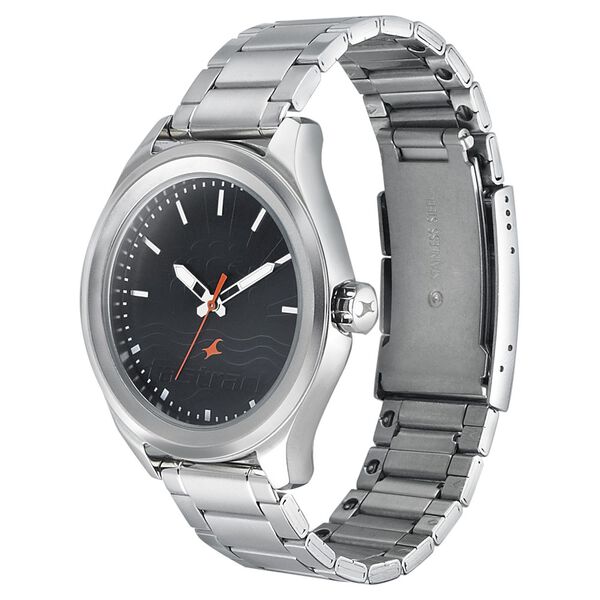 Fastrack Sunburn Quartz Analog Black Dial Stainless Steel Strap Watch for Guys - image number 2