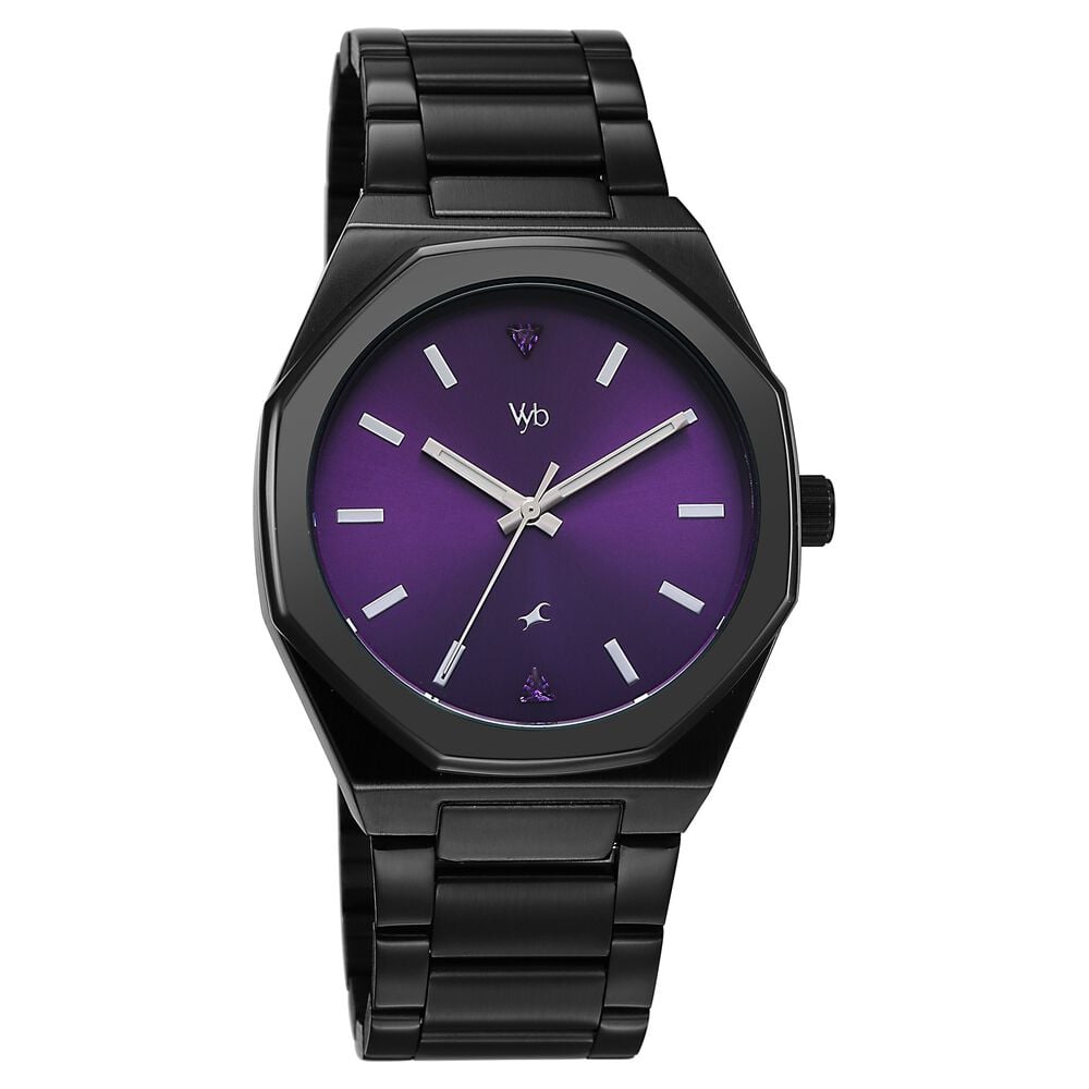 Buy Online Vyb Nimbus By Fastrack Quartz Analog Purple Dial Black
