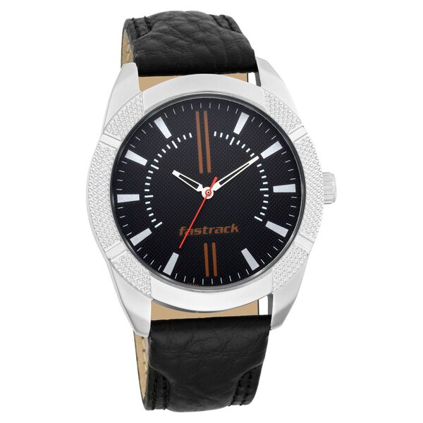 Fastrack Quartz Analog Black Dial Leather Strap Watch for Guys - image number 0