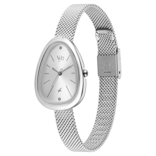 Vyb Prodigy By Fastrack Quartz Analog Silver Dial Metal Strap Watch For Girls - image number 3