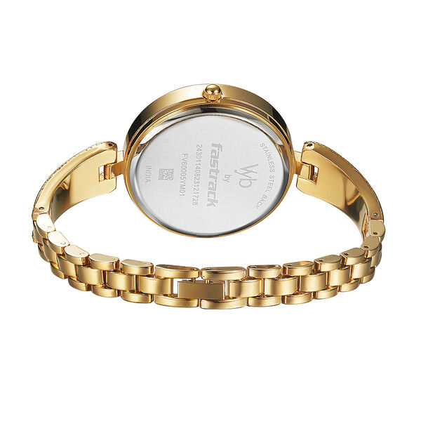 Fastrack Vyb Diva Quartz Analog Golden Dial Metal Strap Watch for Girls - image number 5