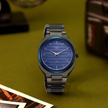 Vyb Horizon By Fastrack Quartz Analog Blue Dial Grey Stainless Steel Strap Watch For Guys