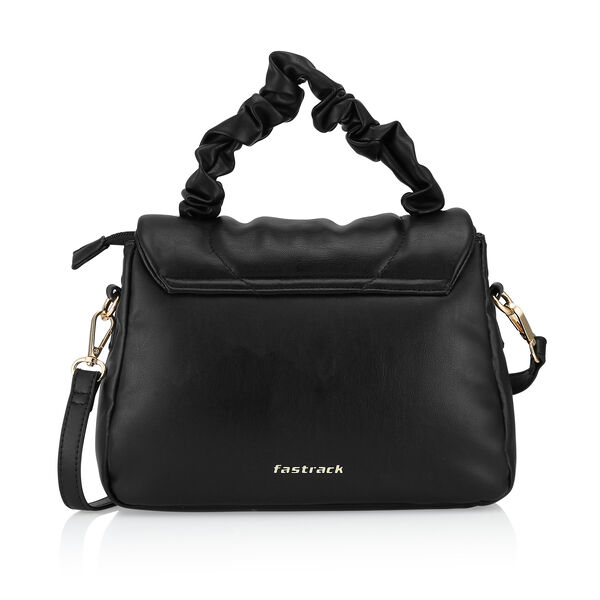 Fastrack Ruched Handle Satchel Bag with Detachable Sling in Black - image number 2