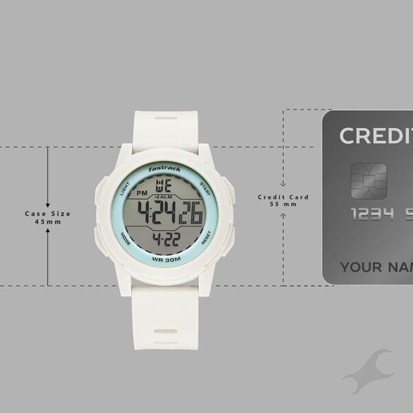 Fastrack Streetstyle Digital Dial Beige Polyether Strap Watch For Unisex - image number 3