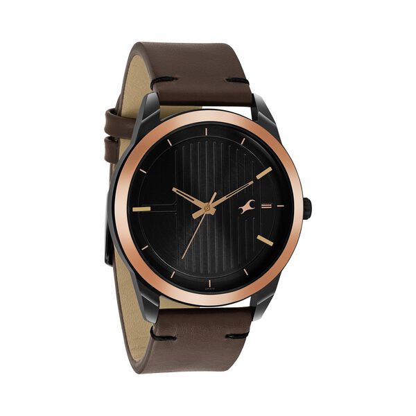 Fastrack Stunners Quartz Analog Black dial Leather Strap Watch for Guys - image number 1