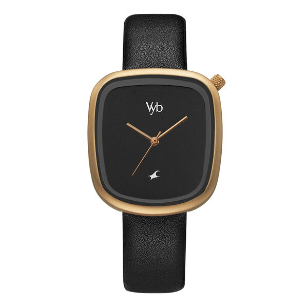 Fastrack Vyb Prodigy Quartz Analog Black Dial Leather Strap Watch for Girls - image number 0