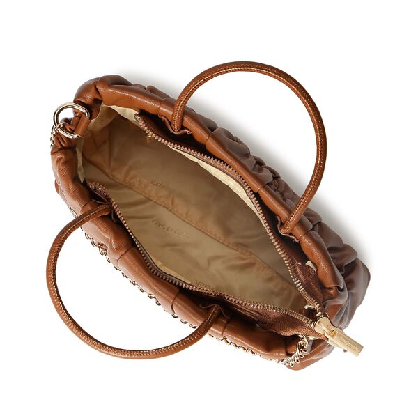 Gathered faux leather satchel - image number 3