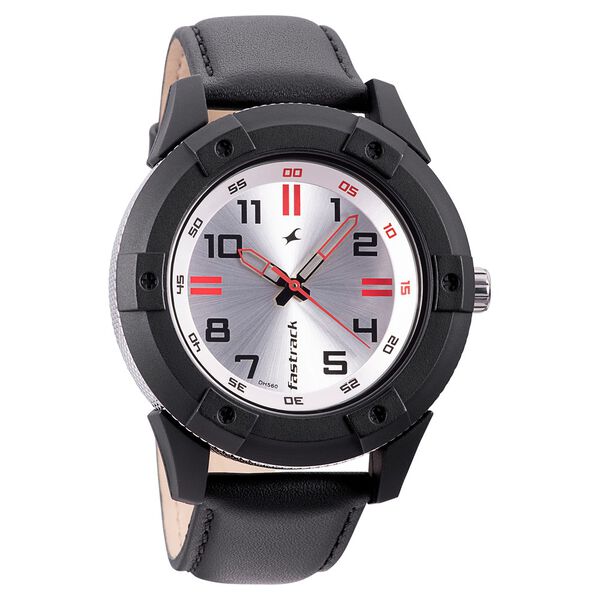 Fastrack Modular Quartz Analog Silver Dial Leather Strap Watch for Guys - image number 0